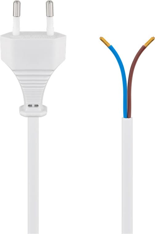 Kabel med euro-kontakt för montering, 1,5 m, vit