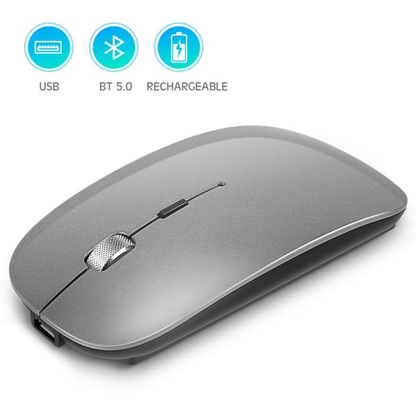 Trådløs Bluetooth Dual Mode Mus til brug med flere enheder Grey Grey