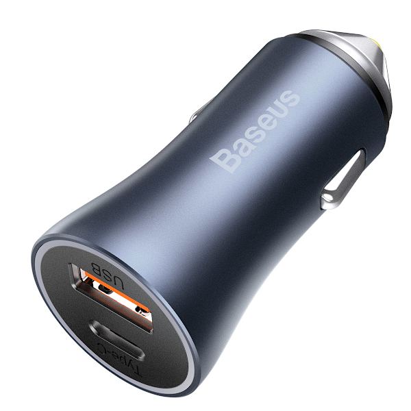 Baseus Golden Contactor Pro billaddare, 2x USB, 40W (grå)