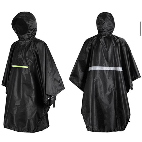 Vedenpitävä sadeponcho - musta polyesteri PU Musta