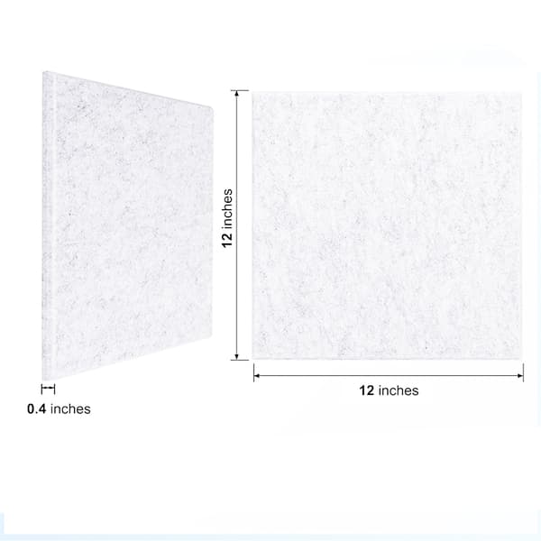 Filt Väggplattor Akustiska Paneler - 12 Pack Ljudisolerade Väggpaneler med Lim White White