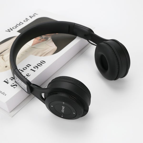 Y08 Deep Black Bluetooth Headset: Foldbar, Lang Batteritid
