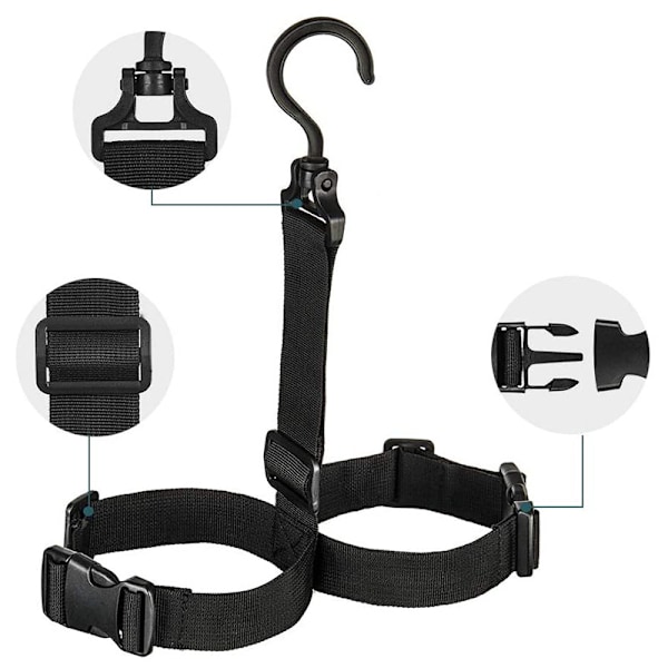 Justerbar Wader Boot Hanger Strap - Sort