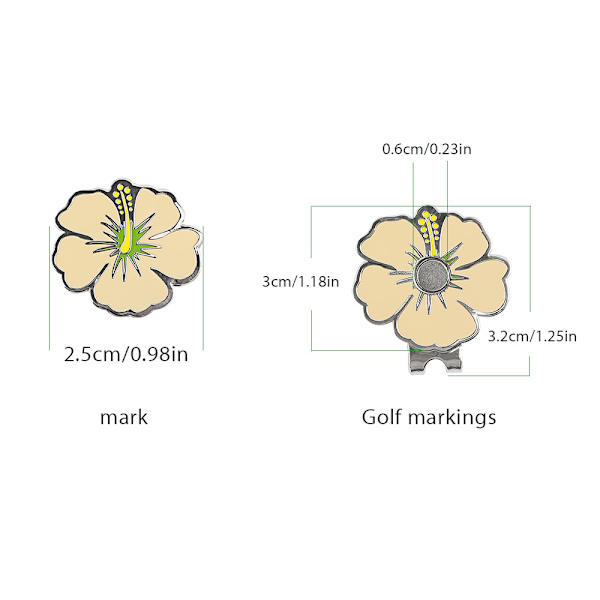 Golfhatklemme med magnetisk boldmarkør Gul