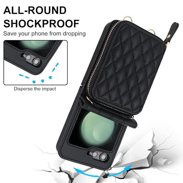 Sort kortholder foldbart telefoncover til Samsung Galaxy Z Flip 5