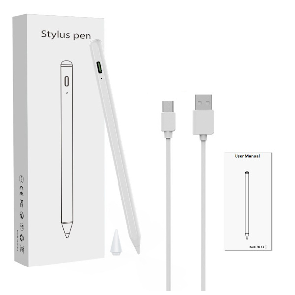 Genopladelig stylus pen med tynd spids 1,45 mm Hvid