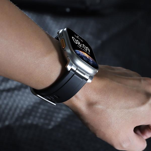 Orange silikone urrem til Apple Watch (sølvstik) Sort
