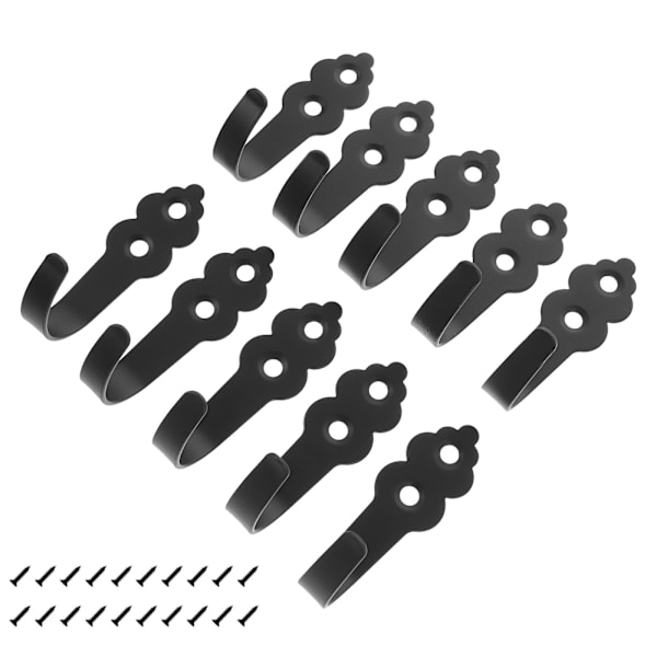 Väggkrokar med Skruvar - 10 pack Svart