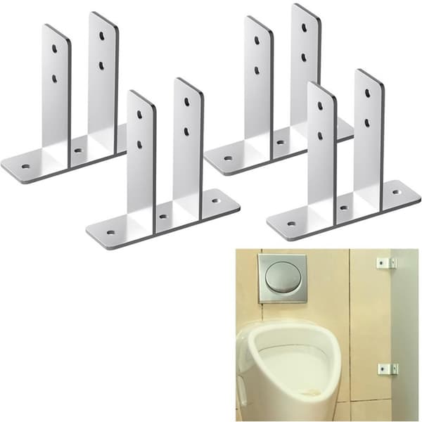 4-pack Silver Urinal Divider Bracket i Kolstål - Stabilt och Säkert Stöd
