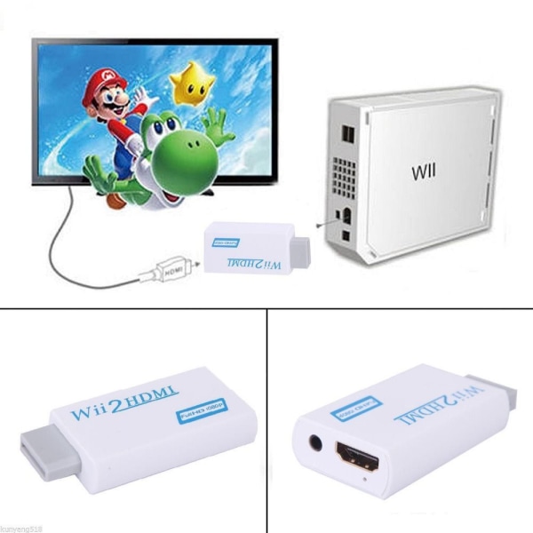 INF Nintendo Wii til HDMI-adapter - fuld HD 1080p Hvid Hvid