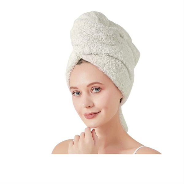 Superabsorberende Hårtørringshætte i Koralfleece Beige