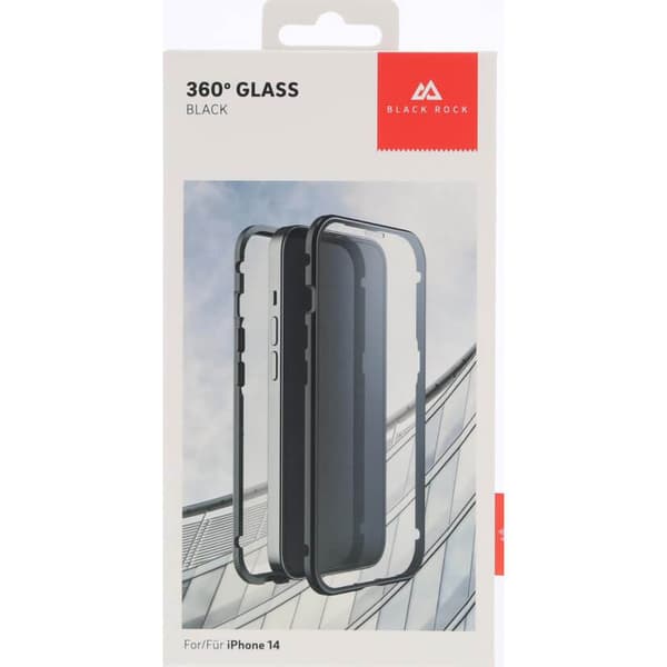 Mobilskal 360° Glas Transp/Svart - iPhone 14