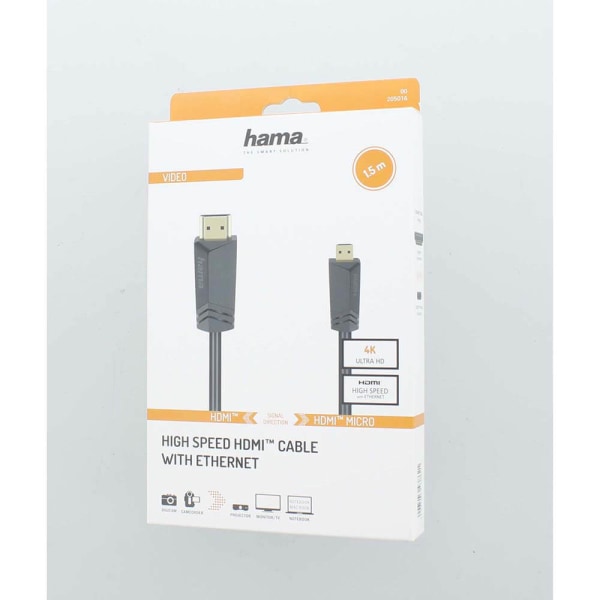 Kabel HDMI High Speed Typ A-D 4K 18 Gbit/s 1,5m Svart