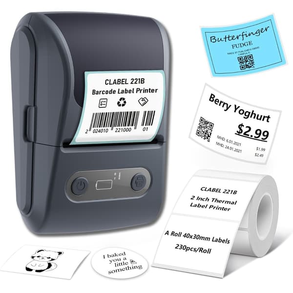 Termisk Bluetooth-labelprinter med 6 ruller, Type-C, 203DPI og kompatibilitet med Android og Apple til etiketter Blue Blue