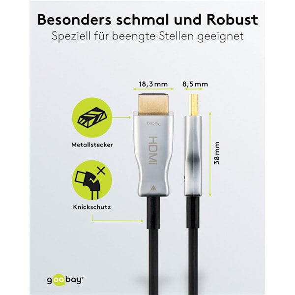 Optisk hybrid höghastighets HDMI™-kabel med Ethernet (AOC)