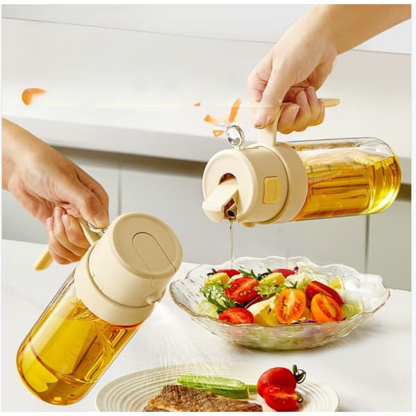 500ML Køkken Glas Oliesprøjte - Dobbeltfunktionel Oliedispenser til Sund Madlavning Yellow Yellow