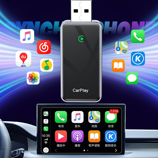 BY967B 2-i-1 Trådløs CarPlay & Android Auto Adapter