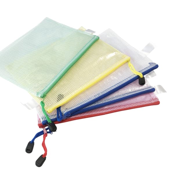 Plastfickor med ziplås 6 st A4 och 6 st A5 dokumentpåsar
