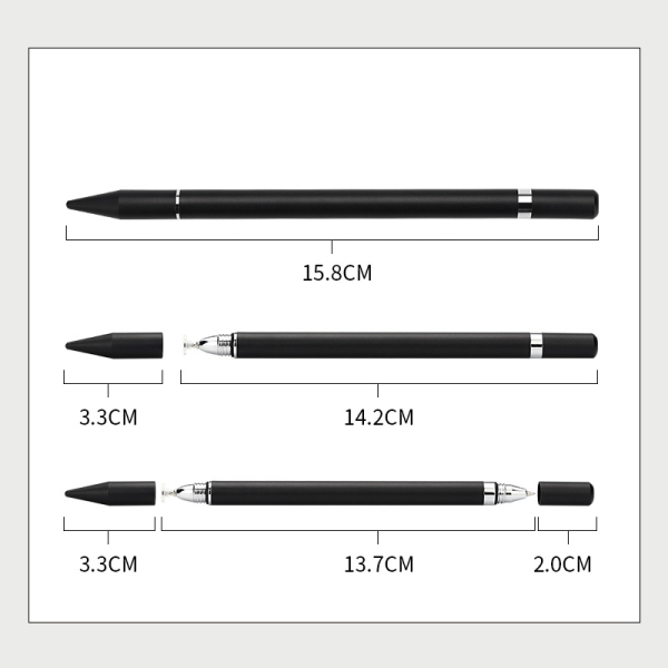 INF 2 i 1 Stylus pen med skrivefunktion sort