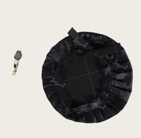 Justerbar sidenmössa för kvinnor, 100 % sidenmössa Black Black