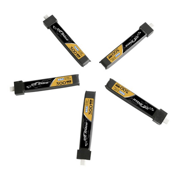 Tattu LiPo 300mAh 3.8V 75C 1S1P HV BT2.0.5 batteri (5st)