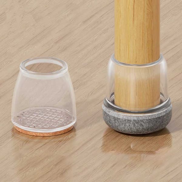 Runda Transparenta Stolsbensskydd - 2,5 cm, Grå Botten - 8-pack