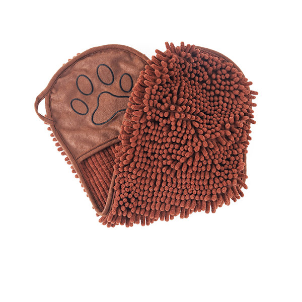 Chenille husdjurshandduk kaffe