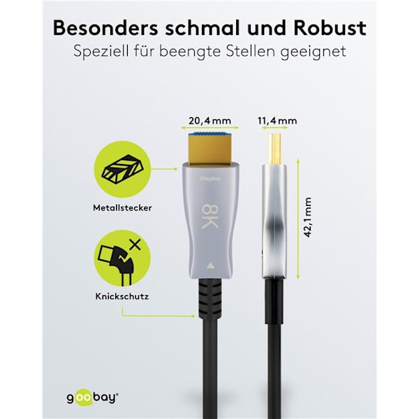 Optisk hybrid HDMI™-kabel med ultrahög hastighet och Ethernet (AOC)