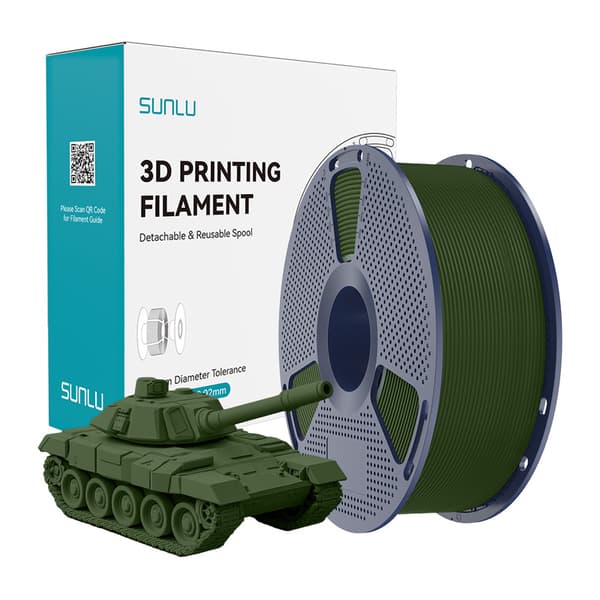 Sunlu PLA+ High-Speed olivenfilament til FDM 3D-printere, 1.75 mm, høj dimensionsnøjagtighed