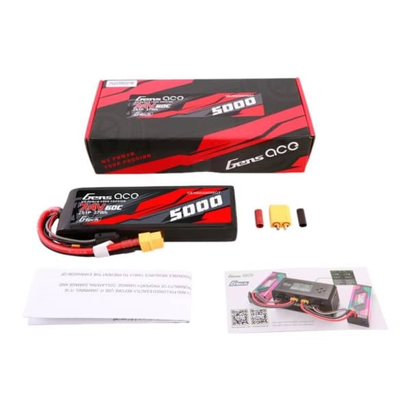 Gens ace G-Tech 5000mAh 7,4V 60C 2S1P Lipo PC materialetaske med XT60 stik