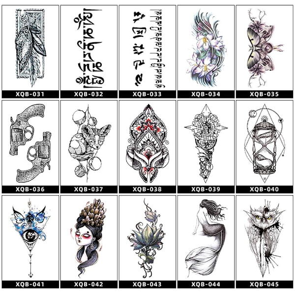 Tillfällig tatueringshylsa, helarm djur- och blomtatueringsdekal