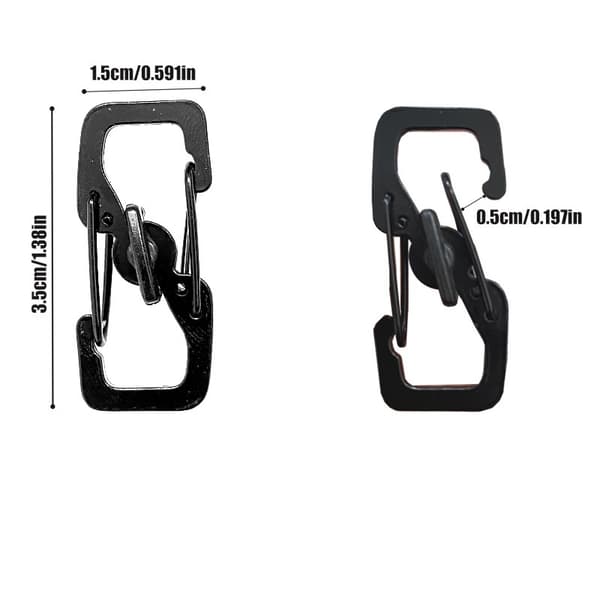 Mini Låsande S-Formade Järnkarbinhakar - 8-pack, Svart