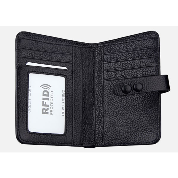 Fuldnarvet læder RFID kreditkort etui Pung kortholder Svart