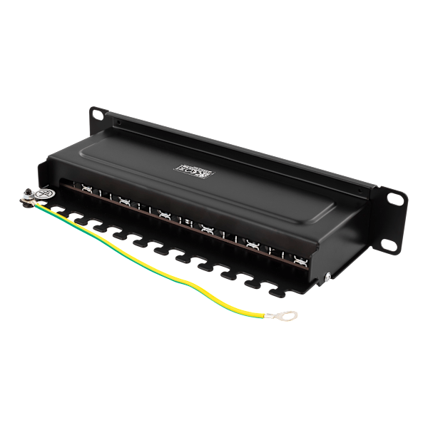 10" patch panel, 12xRJ45, Cat6a, STP, 10Gbps, metal, black