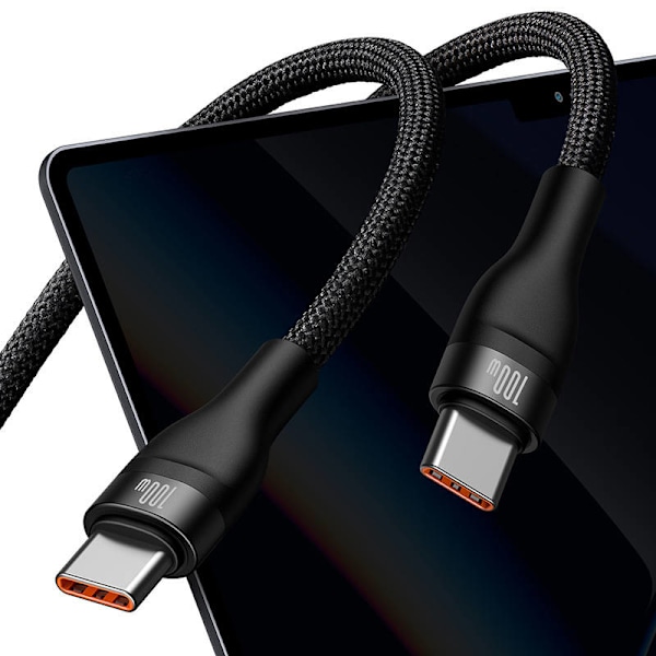 2-i-1 USB-kabel Baseus Flash Series USB-C til USB-C 100W, 1,5 m (sort)