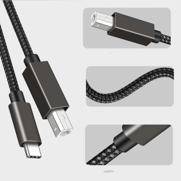 INF USB-B till USB-C skrivarkabel Svart 2 m Svart 2 m