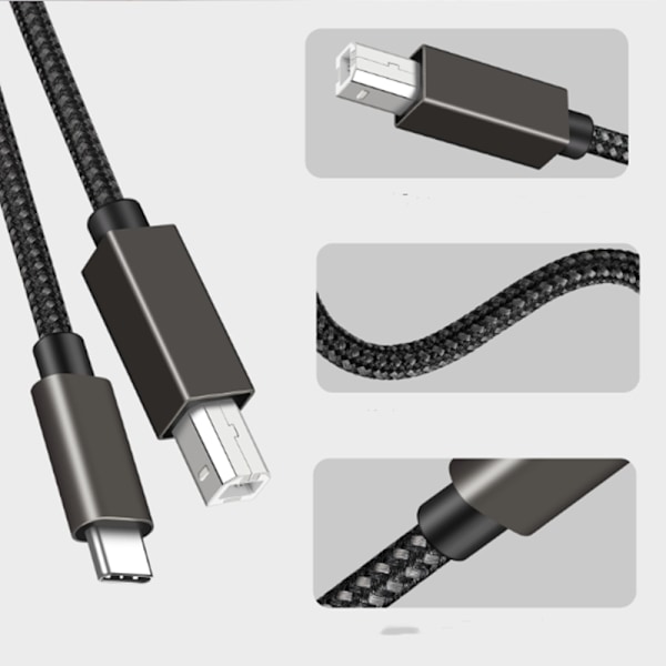 USB-B til USB-C printerkabel Black 2 m Black 2 m