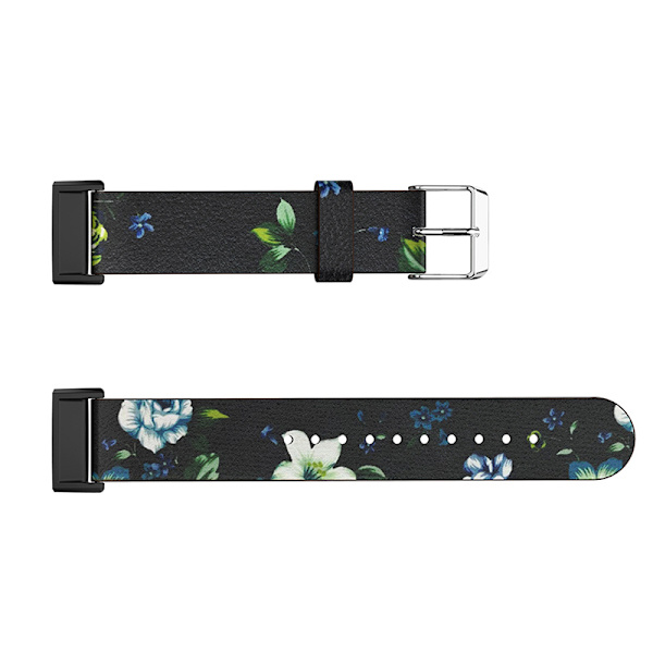 Sort & Blå Peony Læder Urrem til Fitbit Charge 4/3