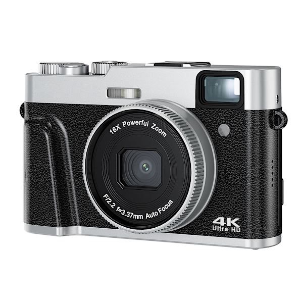 INF Digikamera 4K 48MP 16X zoom Musta