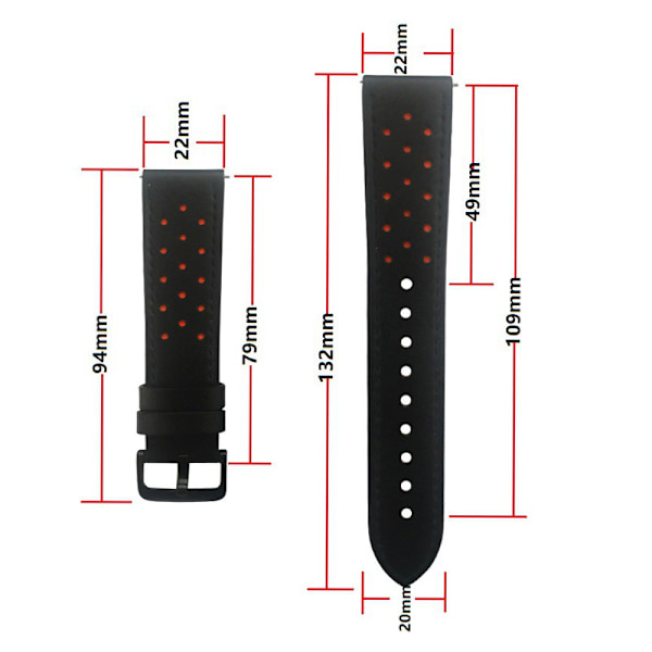 Klockarmband i Läder för HUAWEI GT3 Pro Svart 20 mm