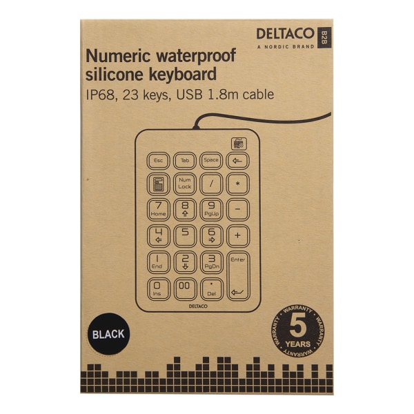 Silicone numpad, IP68, 23 keys, USB, black
