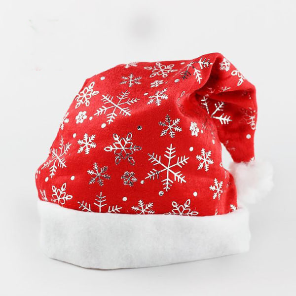 2 pakker julehatte med snefnugmønster til festlig feriefest Sølv
