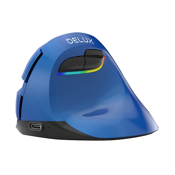 Trådlös vertikal mus Delux M618Mini BT4.0 + 2,4Ghz 4000DPI RGB (blå)