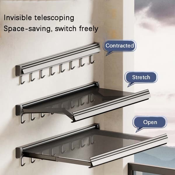 Sugekop Tørrestativ Grå [44cm] - Foldbart Tørrenet, Aluminiumlegering, Installation uden Boring, optimal til mindre rum
