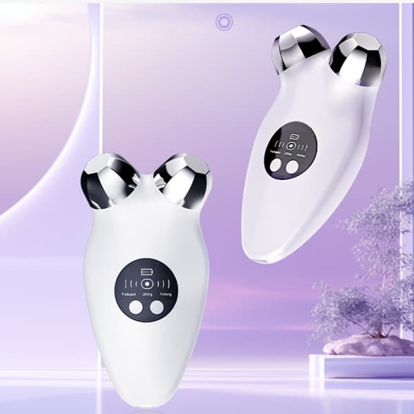EMS Mikroström Ansiktslyft Massageapparat - Skönhetsinstrument för Hemmabruk White White