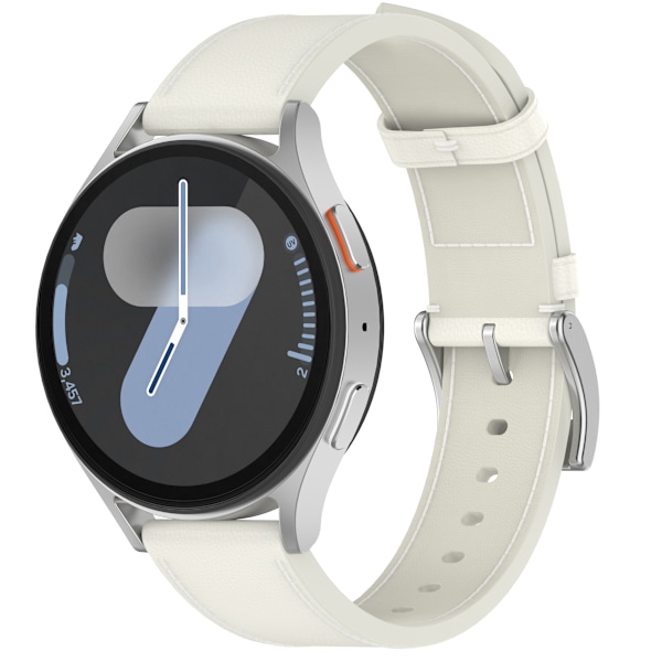 Armband i äkta Läder för Samsung Watch 4 5 6 7 Vit