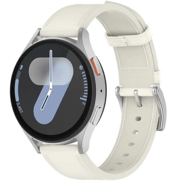 Rem i ægte læder til Samsung Watch 4 5 6 7 White White