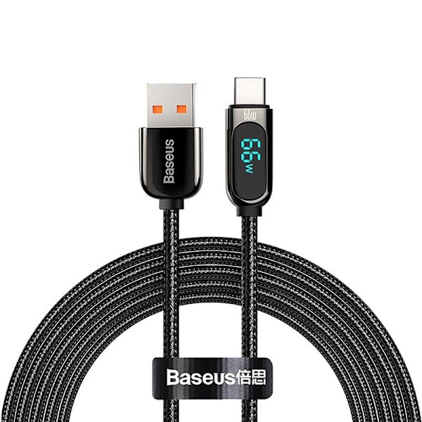 Baseus Displaykabel USB till Type-C, 66W, 2m (svart)