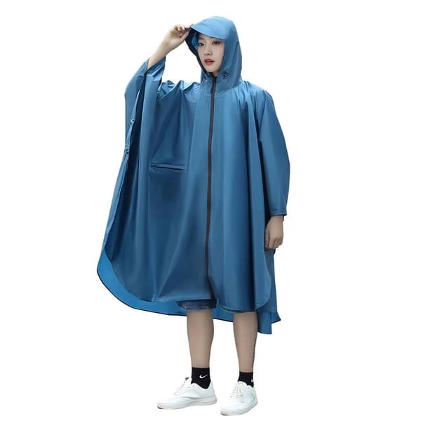 Y-066 regnponcho med lynlås - sort PU (med visir) Blue Blue