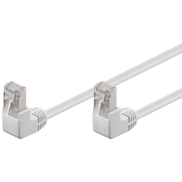 Patchkabel CAT 5e, 2x 90° vinklad, F/UTP, vit, 1 m